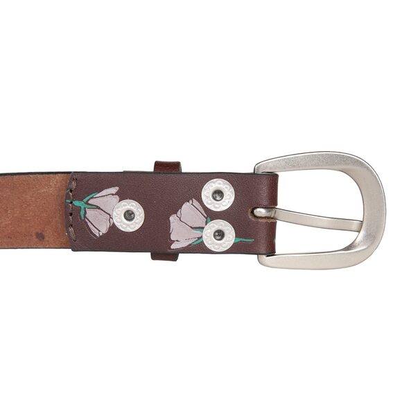 1254 Womens Jean Belt With Floral Embossed Design, Medium (28-30\